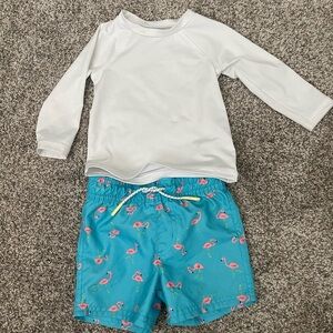 Cat & Jack White and Blue Rashguard Swim Set